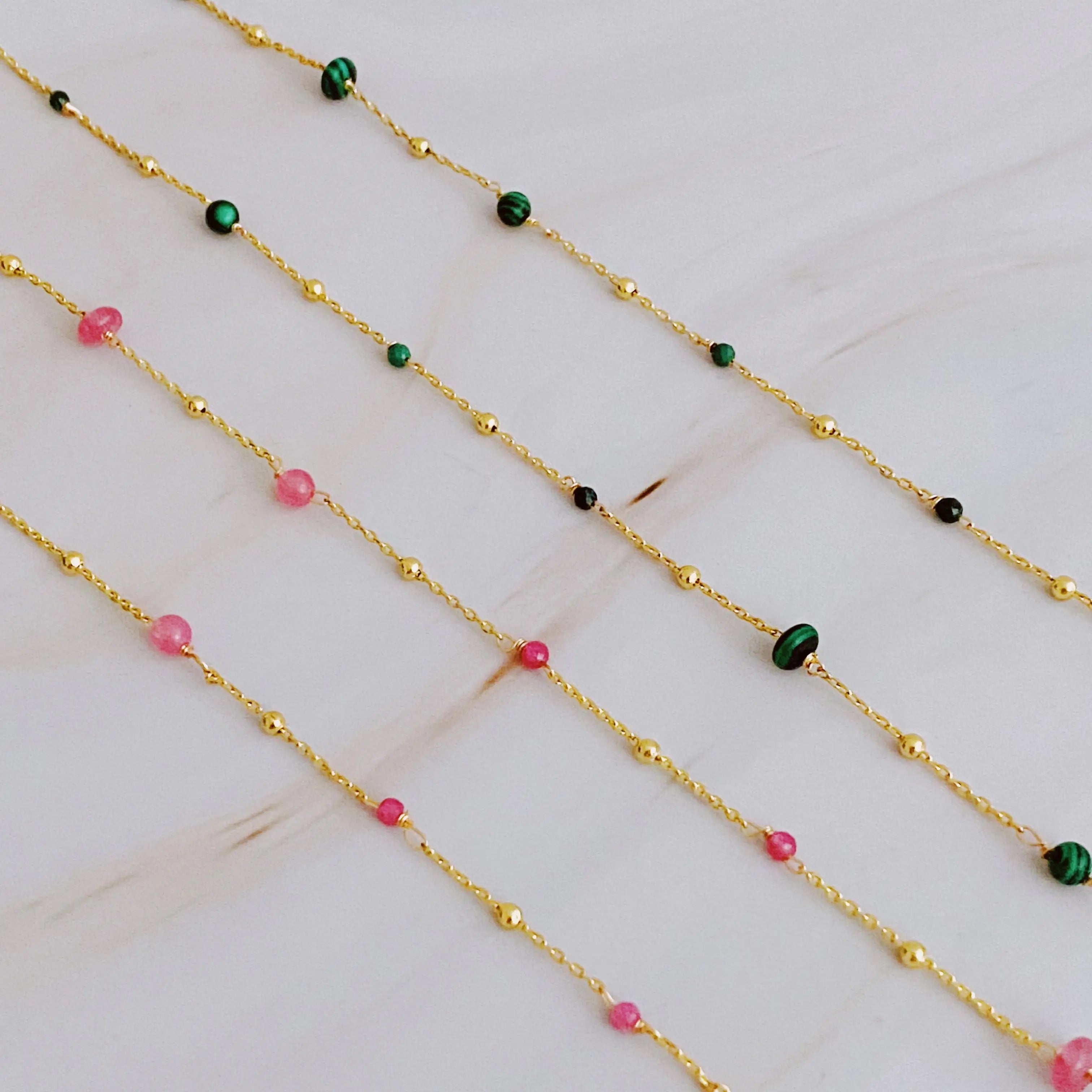 Dainty Precious Stone Bead Necklace DC-Ellison+Young