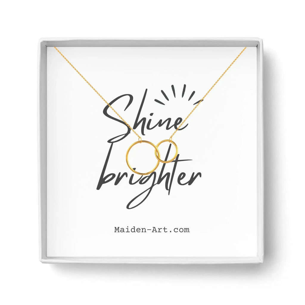 14K Gold Plated Two Circle Interlocking Pendant Necklace DC-Maiden-Art