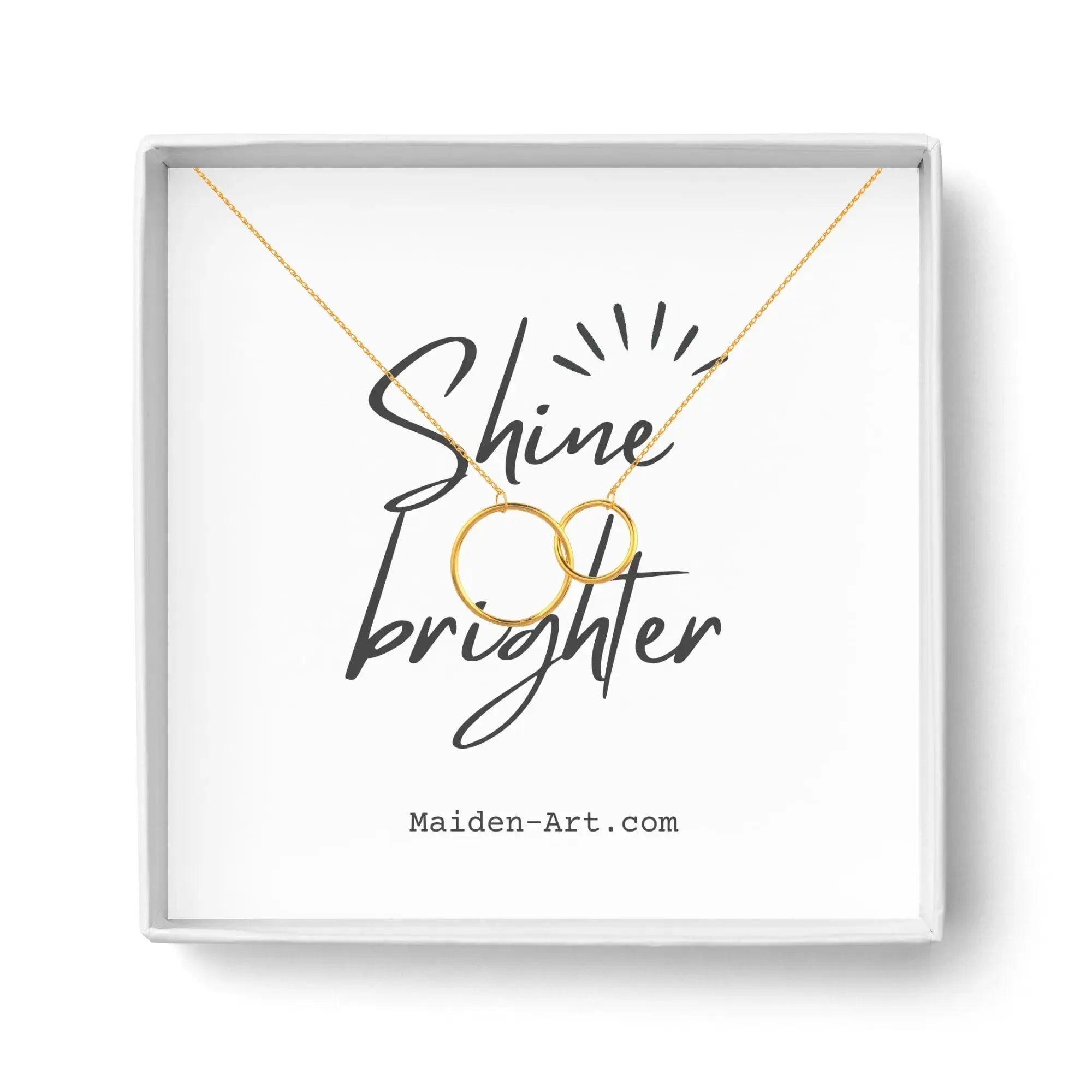 14K Gold Plated Two Circle Interlocking Pendant Necklace DC-Maiden-Art